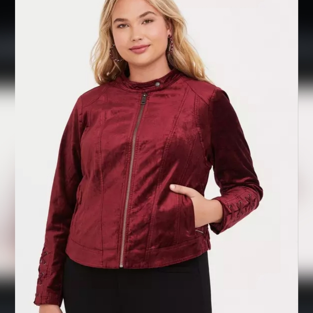 Torrid Velvet Moto Jacket Size 4